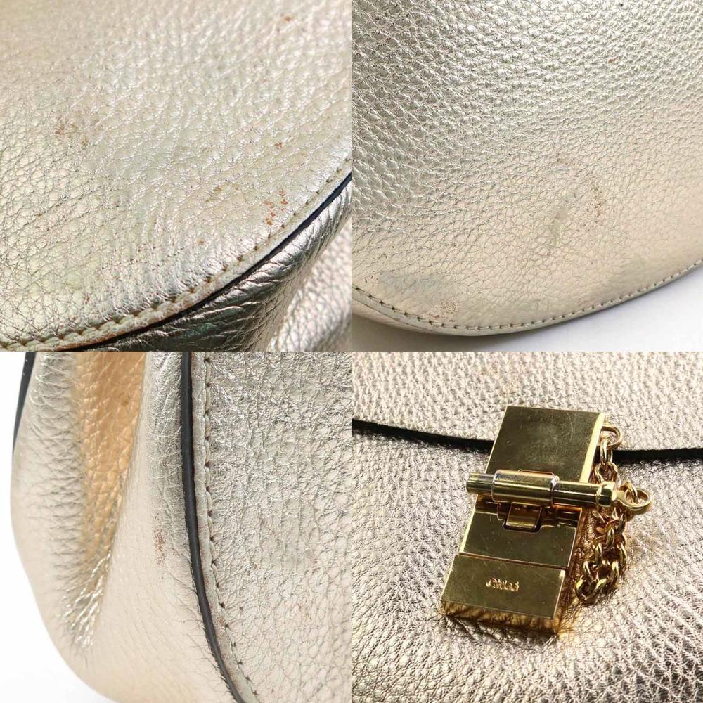 Chloe Drew Leather Shoulder Bag Gold - Picture 4 of 5